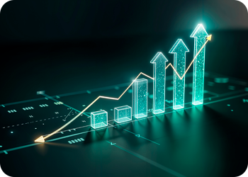 Gráficos verdes e aumentando
